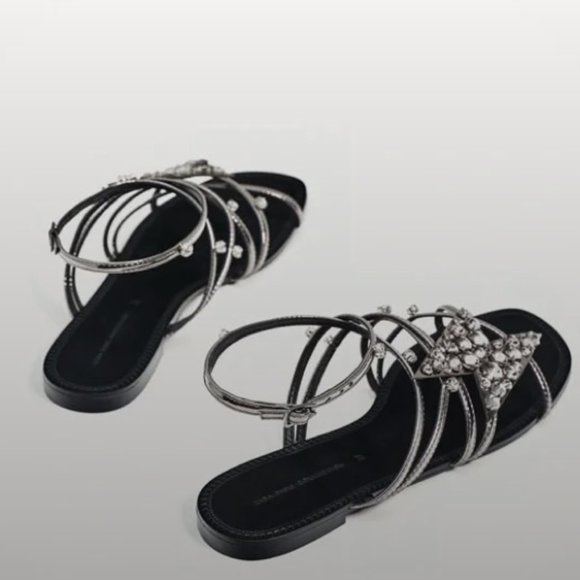 ZARA Lightning Bolt Sandals sz 7.5 - Picture 3 of 5